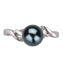6-7mm AAA Quality Japanese Akoya Cultured Pearl Ring in Andrea Black
