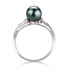 6-7mm AAA Quality Japanese Akoya Cultured Pearl Ring in Andrea Black