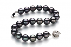 8.5-9mm AAA Quality Japanese Akoya Cultured Pearl Bracelet in Black