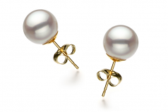 8.5-9mm Hanadama - AAAA Quality Japanese Akoya Cultured Pearl Earring Pair in Hanadama White