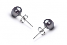 6-7mm AAA Quality Freshwater Cultured Pearl Earring Pair in Black