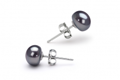 6-7mm AAA Quality Freshwater Cultured Pearl Earring Pair in Black