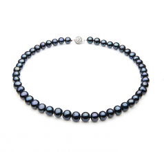 7-8mm A Quality Freshwater Cultured Pearl Necklace in Single Black