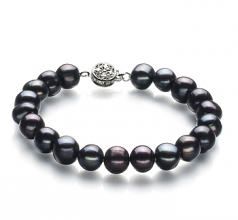 8-9mm A Quality Freshwater Cultured Pearl Bracelet in Kaitlyn Black