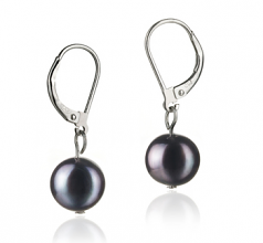 8-9mm A Quality Freshwater Cultured Pearl Earring Pair in Kaitlyn Black