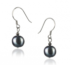 8-9mm A Quality Freshwater Cultured Pearl Earring Pair in Teresa Black
