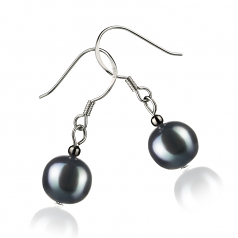 8-9mm A Quality Freshwater Cultured Pearl Earring Pair in Teresa Black