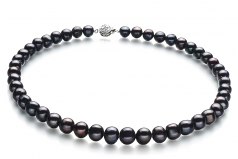 8-9mm A Quality Freshwater Cultured Pearl Set in Kaitlyn Black