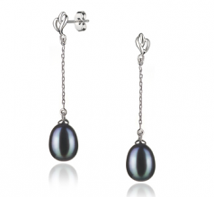 7-8mm AA Quality Freshwater Cultured Pearl Earring Pair in Reese Black