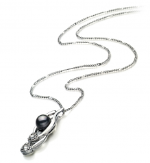 7-8mm AA Quality Freshwater Cultured Pearl Pendant in Eudora Black