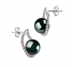 9-10mm AA Quality Freshwater Cultured Pearl Earring Pair in Isabella Black