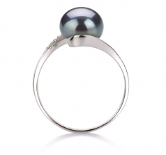 9-10mm AA Quality Freshwater Cultured Pearl Ring in Chantel Black