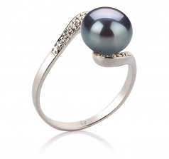 9-10mm AA Quality Freshwater Cultured Pearl Ring in Chantel Black