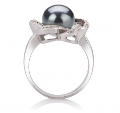 9-10mm AA Quality Freshwater Cultured Pearl Ring in Fiona Black
