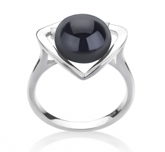 9-10mm AA Quality Freshwater Cultured Pearl Ring in Katie Heart Black