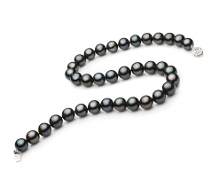 Skysk 100 Inch Real Natural Black Rice Pearl Necklace - AAA Quality 9-10mm
