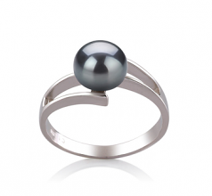 7-8mm AAA Quality Freshwater Cultured Pearl Ring in Jenna Black