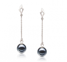 6-7mm AAAA Quality Freshwater Cultured Pearl Earring Pair in Misha Black