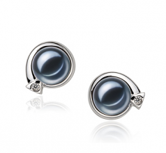 7-8mm AAAA Quality Freshwater Cultured Pearl Earring Pair in Angelina Black