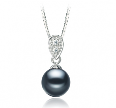 7-8mm AAAA Quality Freshwater Cultured Pearl Pendant in Daria Black