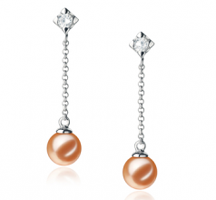 6-7mm AAAA Quality Freshwater Cultured Pearl Earring Pair in Ingrid Pink