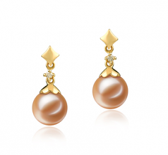 7-8mm AAAA Quality Freshwater Cultured Pearl Earring Pair in Georgia Pink