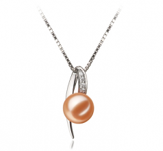 7-8mm AAAA Quality Freshwater Cultured Pearl Pendant in Destina Pink