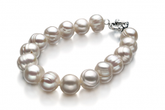 10-11mm A Quality Freshwater Cultured Pearl Bracelet in Single White