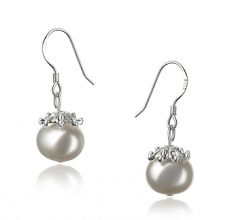 8-9mm A Quality Freshwater Cultured Pearl Earring Pair in Connor White
