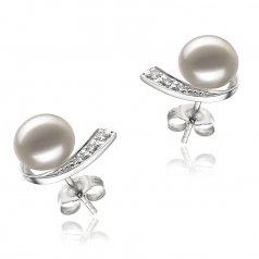 7-8mm AA Quality Freshwater Cultured Pearl Earring Pair in Claudia White