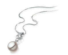 9-10mm AA Quality Freshwater Cultured Pearl Pendant in Naomi White