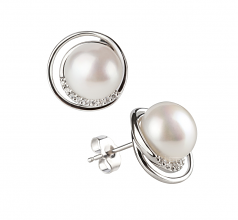9-10mm AA Quality Freshwater Cultured Pearl Set in Kelly White