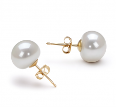 10-10.5mm AAA Quality Freshwater Cultured Pearl Earring Pair in White