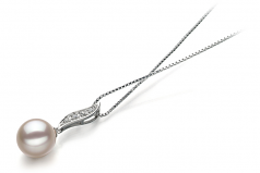 9-10mm AAA Quality Freshwater Cultured Pearl Pendant in Clementina White