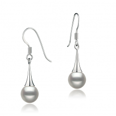7-8mm AAAA Quality Freshwater Cultured Pearl Earring Pair in Sandra White