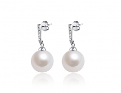 12-13mm AA+ Quality Freshwater - Edison Cultured Pearl Earring Pair in Edison Dangle White