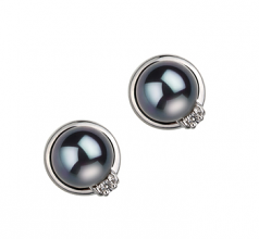 6-7mm AA Quality Japanese Akoya Cultured Pearl Earring Pair in Jocelyn Black