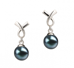 6-7mm AA Quality Japanese Akoya Cultured Pearl Earring Pair in Riley Black