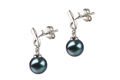 6-7mm AA Quality Japanese Akoya Cultured Pearl Earring Pair in Riley Black