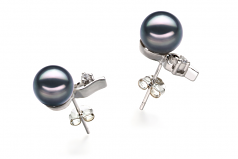 7-8mm AA Quality Japanese Akoya Cultured Pearl Earring Pair in Melissa Black