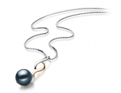 8-9mm AA Quality Japanese Akoya Cultured Pearl Pendant in Pennie Black