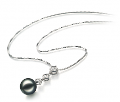 8-9mm AAA Quality Japanese Akoya Cultured Pearl Pendant in Rozene Black