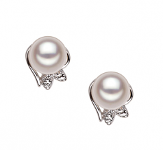 6-7mm AA Quality Japanese Akoya Cultured Pearl Earring Pair in Jodie White