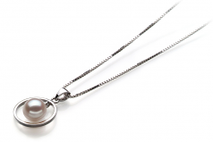 6-7mm AA Quality Japanese Akoya Cultured Pearl Pendant in Trinity White