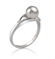 6-7mm AA Quality Japanese Akoya Cultured Pearl Ring in Tanya White