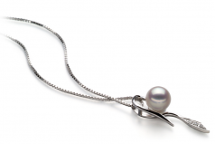 7-8mm AA Quality Japanese Akoya Cultured Pearl Pendant in Jennifer White