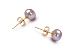 6-7mm AAA Quality Freshwater Cultured Pearl Earring Pair in Lavender