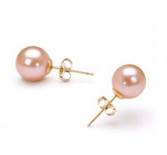 7-8mm AAAA Quality Freshwater Cultured Pearl Earring Pair in Pink