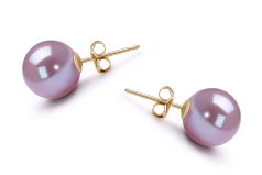 9-10mm AAAA Quality Freshwater Cultured Pearl Earring Pair in Lavender