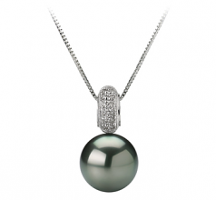 10-10.5mm AAA Quality Tahitian Cultured Pearl Pendant in Cecilia Black